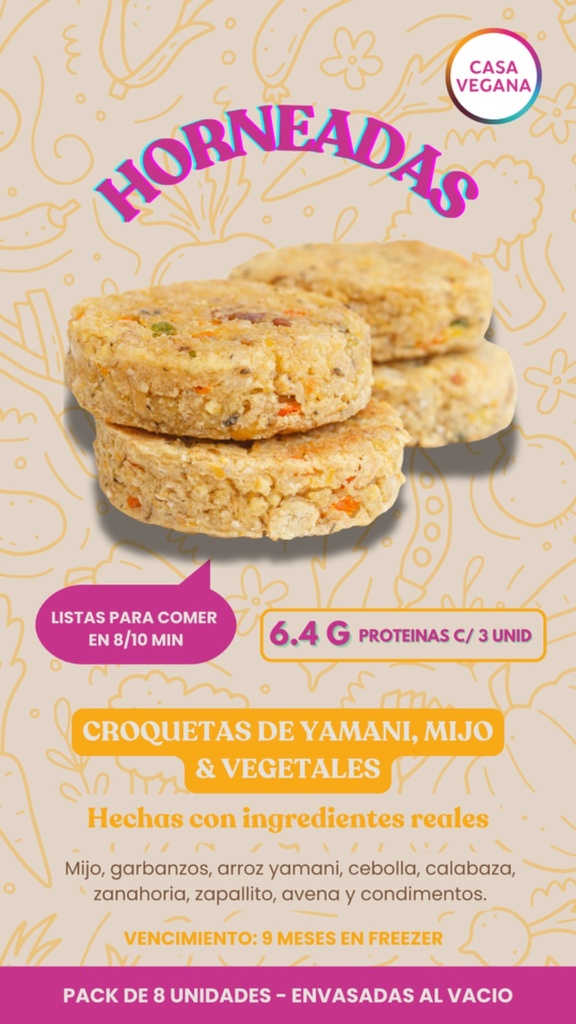 Casa Vegana -  Croquetas de Yamani, Mijo y Vegetales (300gr)