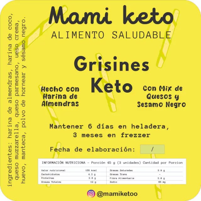 Mami Keto - Grisines con mix de quesos y sesamo mini (12 unidades)