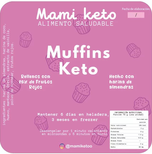 Mami Keto - Muffin rellenos con arandanos (3 unidades)