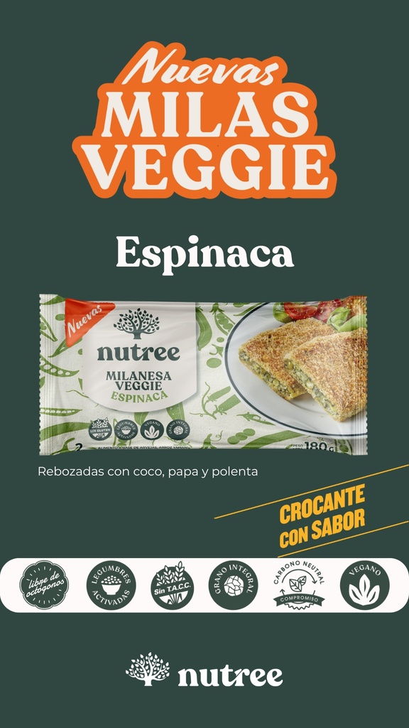 Nutree - Milanesas veggies sabor espinaca (180gr)