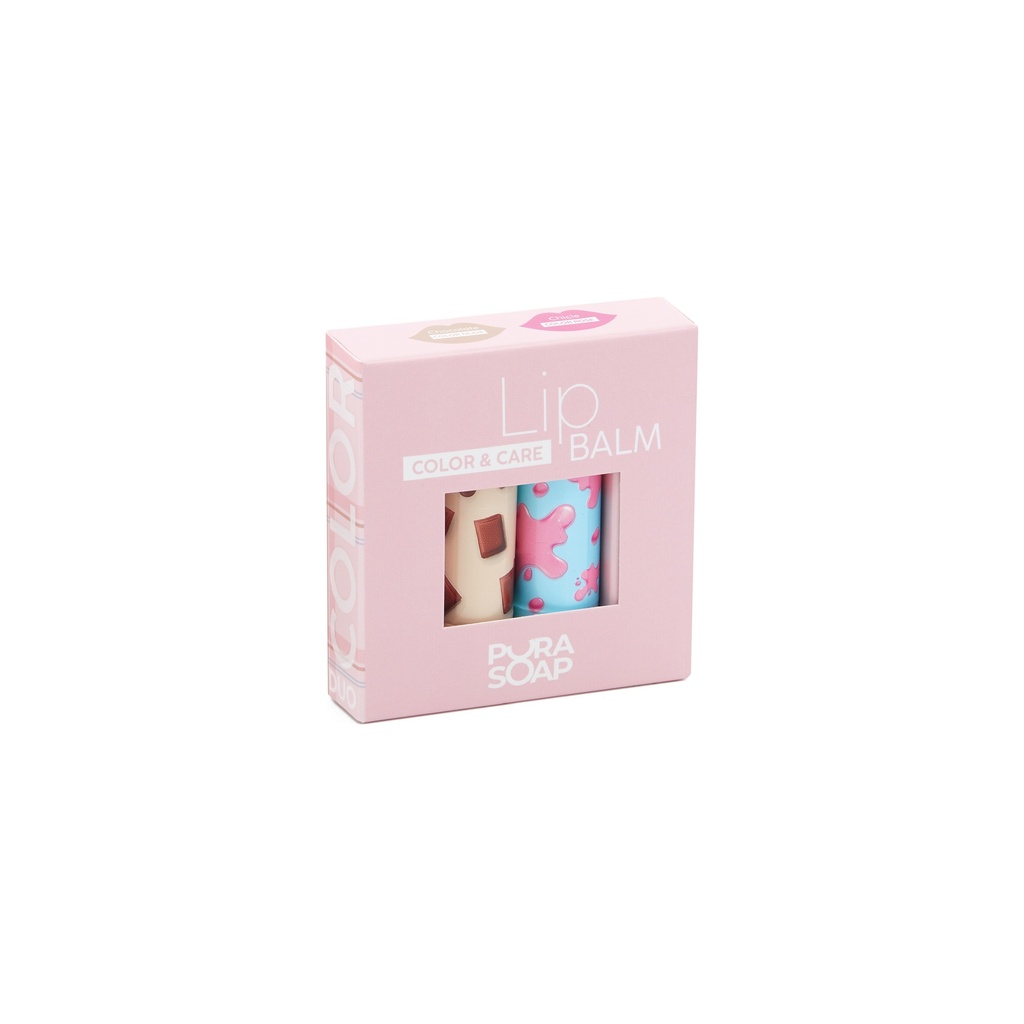 Pura Soap - DUO CAJA GLOW BALSAMO C/ COLOR X 8 GR	CHICLE ROSE- CHOCOLATE NUDE