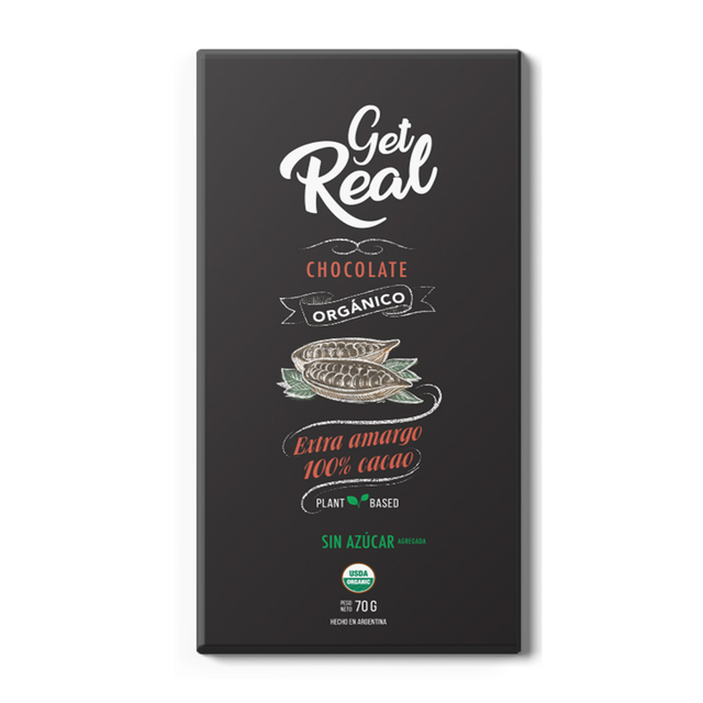 Get Real - Chocolate Amargo 100% Sin Azúcar 70 gr