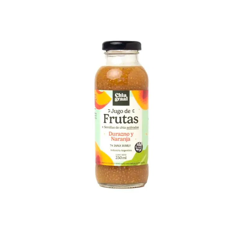 Chiagraal - Bebidas con semillas de chía sabor durazno y naranja (250ml)