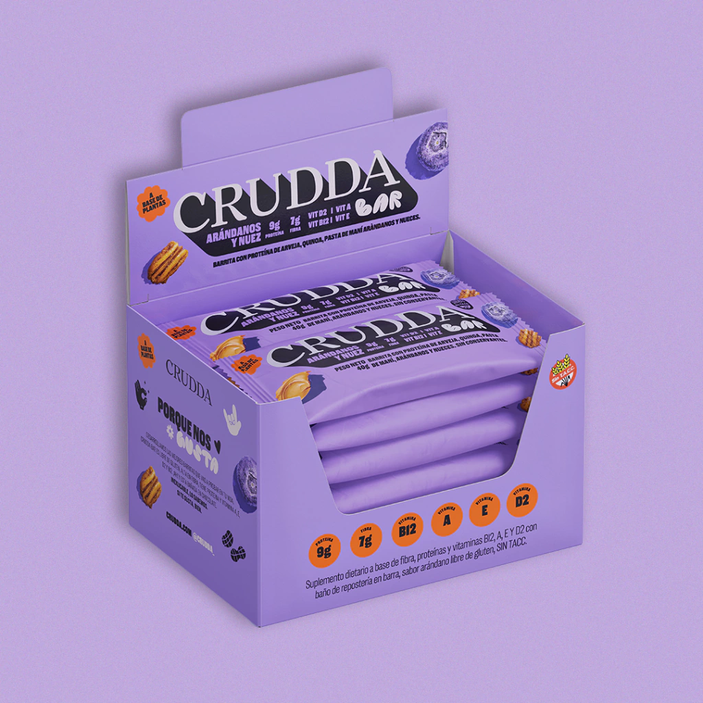 Crudda - Barritas sabor arándanos y nuez (display por 10 unidades - 40gr c/u)