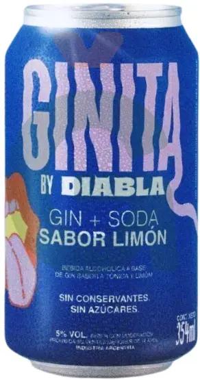 Diabla - Ginita - Gin + soda sabor limón (354ml)