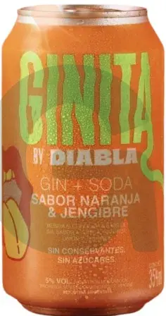 Diabla - Ginita - Gin + soda sabor naranja y jengibre (354ml)