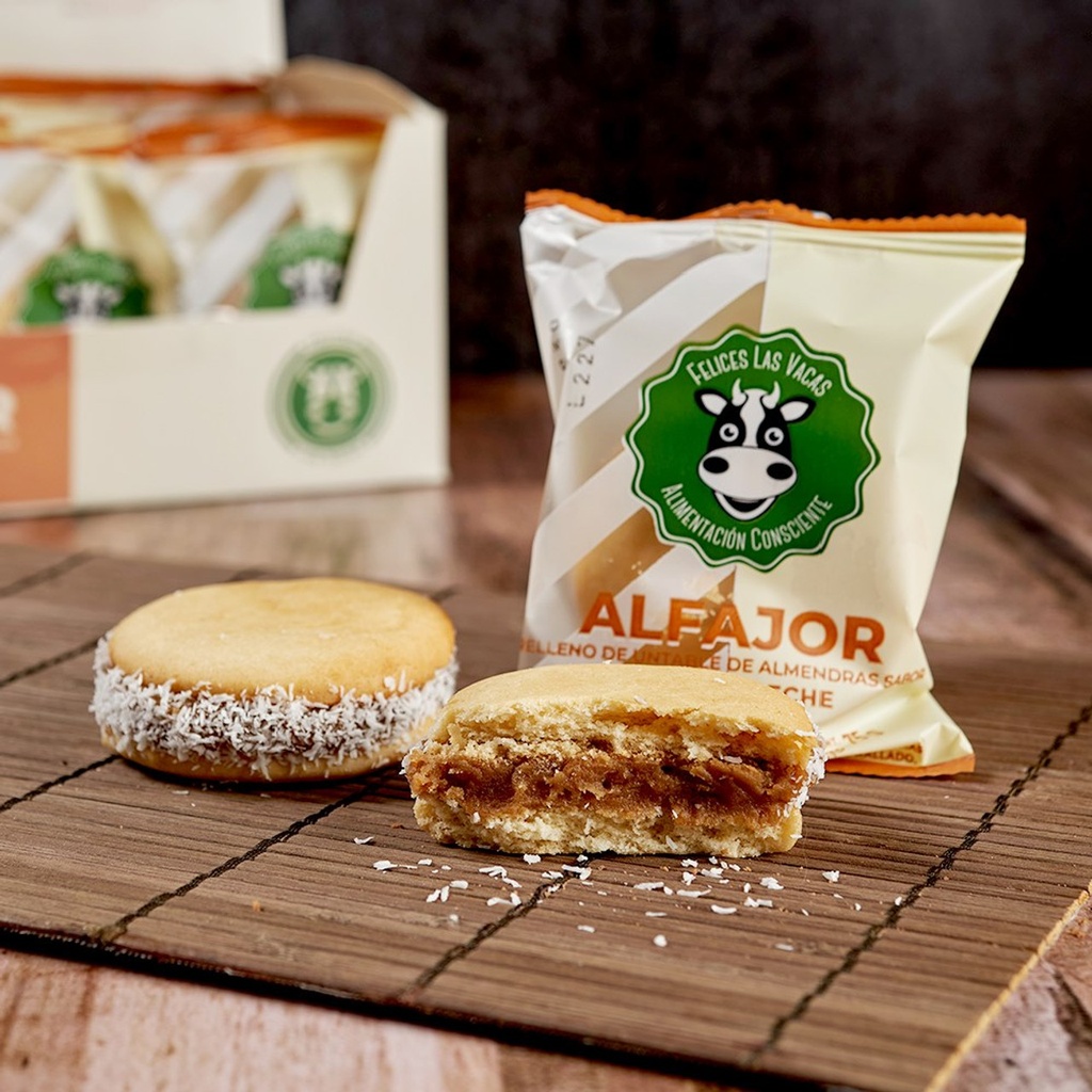Felices Las Vacas - Alfajor de maicena con dulce de leche de almendras (12 unidades de 75 gr)