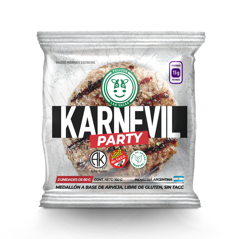 Felices Las Vacas - Karnevil hamburguesas de arvejas simil carne party (2 unidades - 80gr )