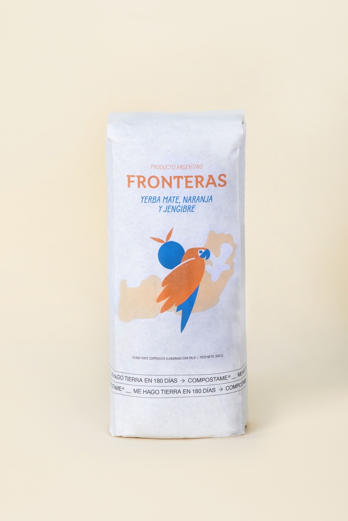 Fronteras - Yerba mate con jengibre y naranja (paquete x 500gr)