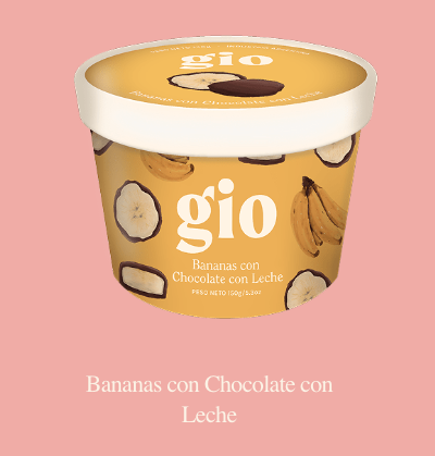 Gio - Bananas con chocolate con leche ( pote 160 gr)