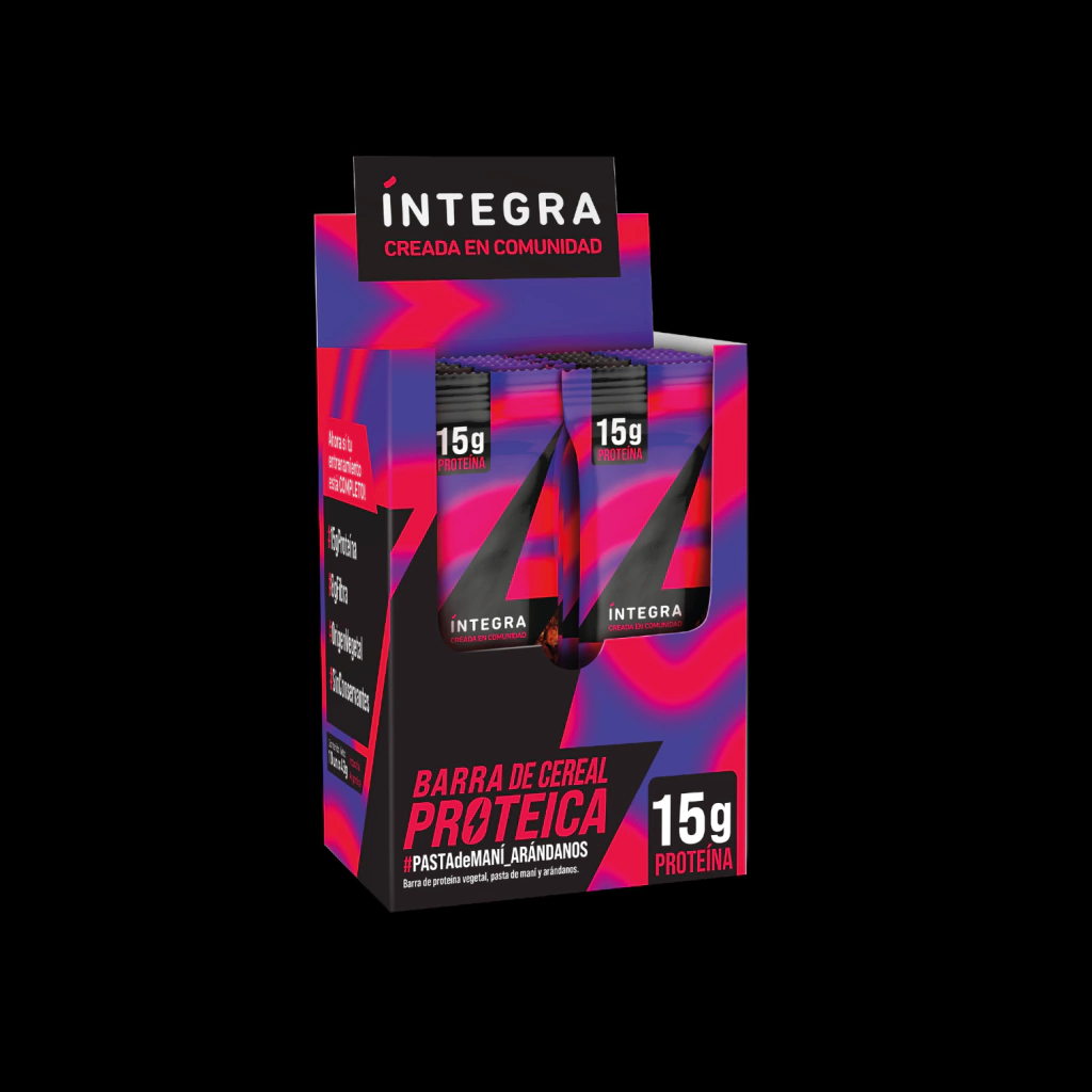 Integra - Barritas de Cereal Proteica Pasta de Maní y Arándanos (x10u - 42 gr c/u)