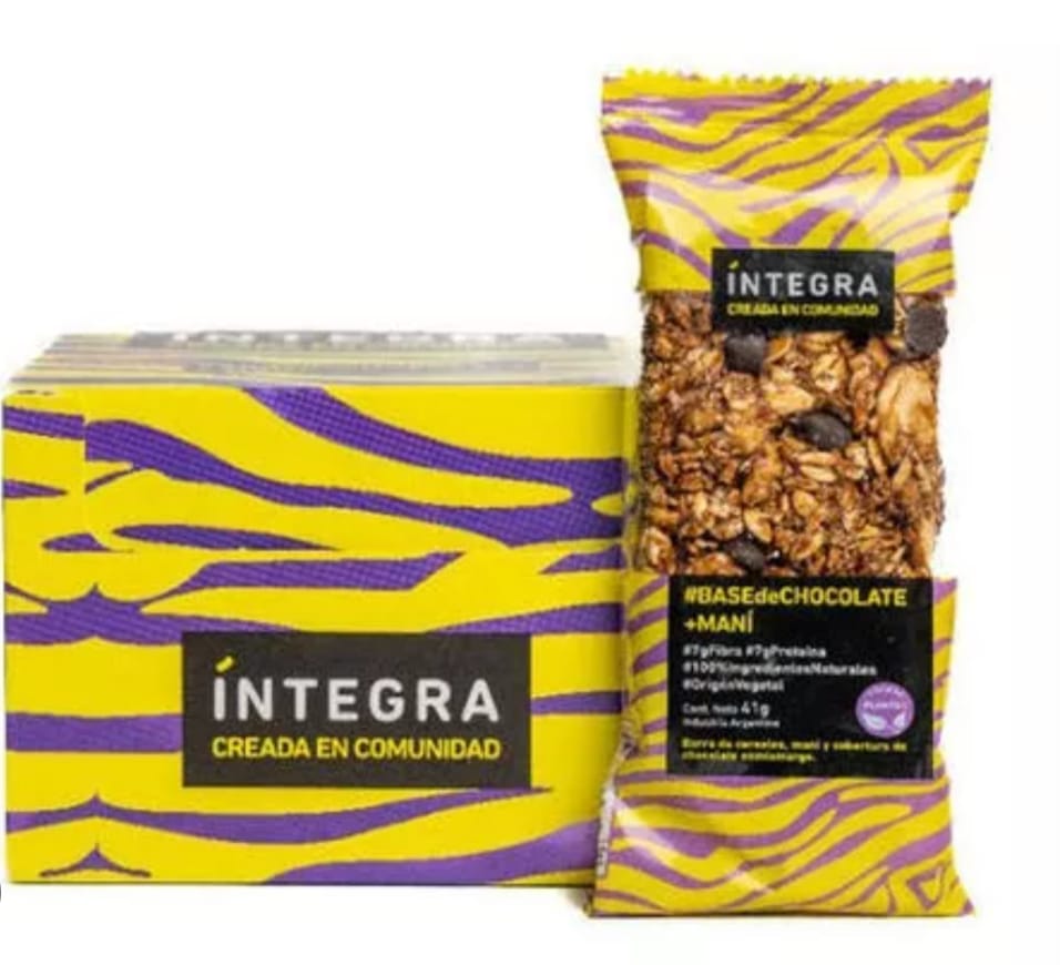 Integra - Barritas de maní con base de chocolate (pack por 10 unidades - 42gr c/u)