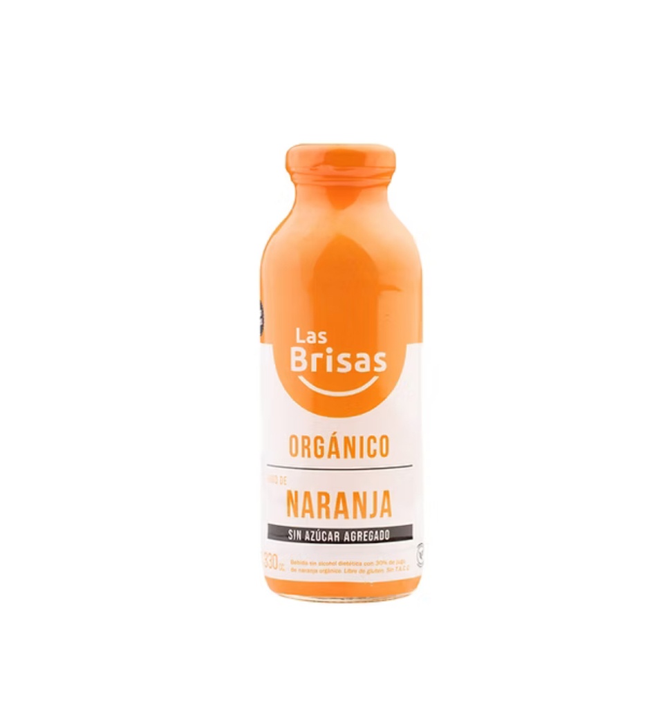 Las Brisas - Jugo Orgánico Sin Azúcar Naranja 330 ml