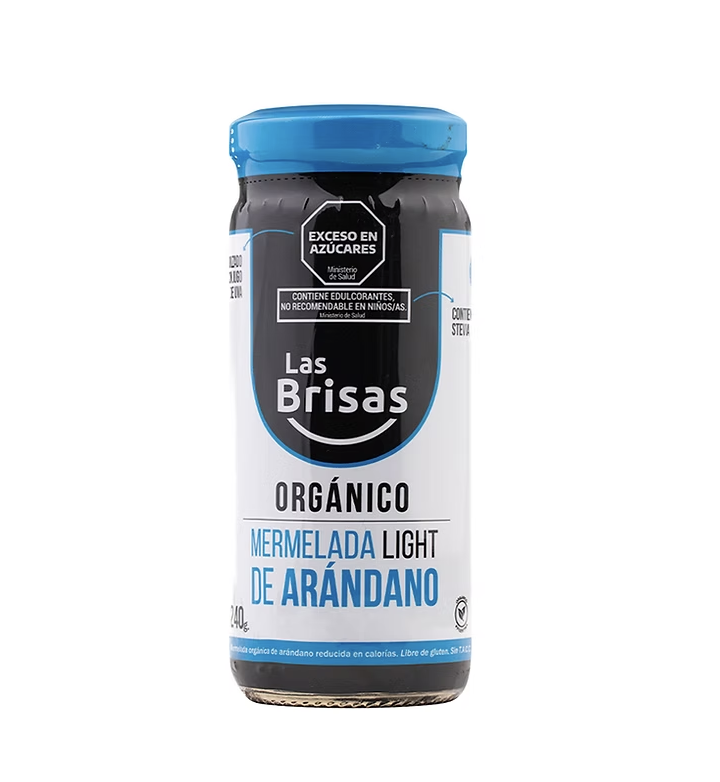 Las Brisas - Mermelada Organica light Sin Azúcar de Arándanos 240 gr