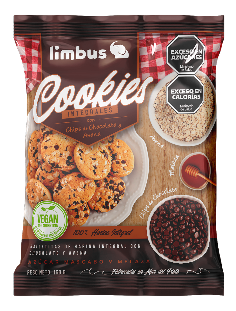 Limbo - Galletitas integrales chips de Chocolate y Avena (160g)