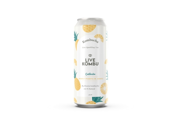 Live Kombucha - Kombucha sabor ananá y pimienta de jamaica (lata 473ml)