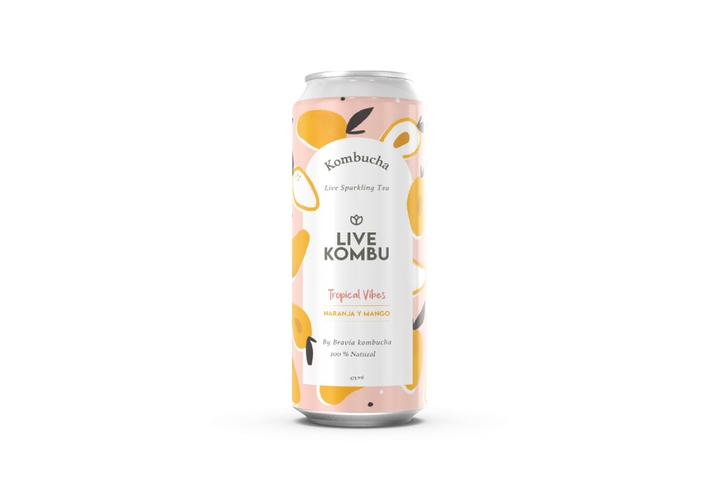 Live Kombucha - Kombucha sabor naranja y mango (lata 473ml)