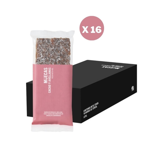 Muecas - Barritas de cereal sabor Cacao y Avellanas(display por 16 unidades)