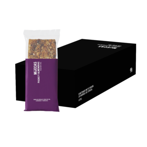 Muecas - Barritas de cereal sabor pasas, almendras y damascos (display 16 unidades de 45gr)