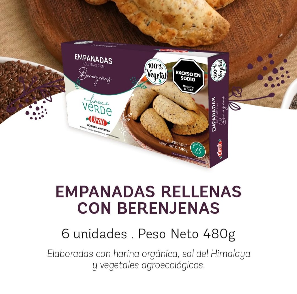 Orali - Empanadas rellenas con berenjenas (6 unidades - 480gr)