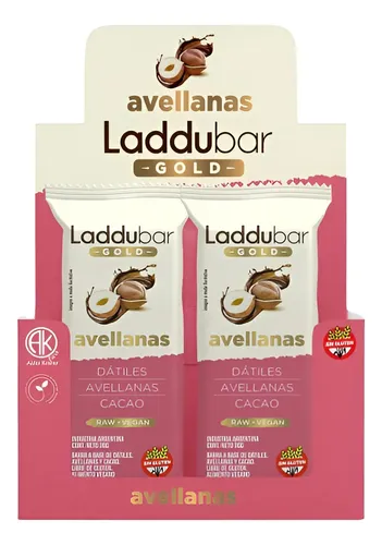 LadduBar - Barrita de Avellana, datiles y Cacao (caja 12 unidades)