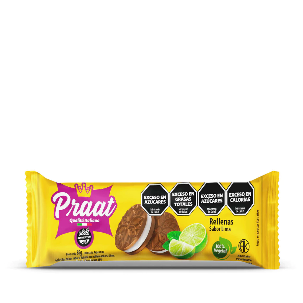  Praat - Galletitas de chocolate rellenas de lima 85 gr 