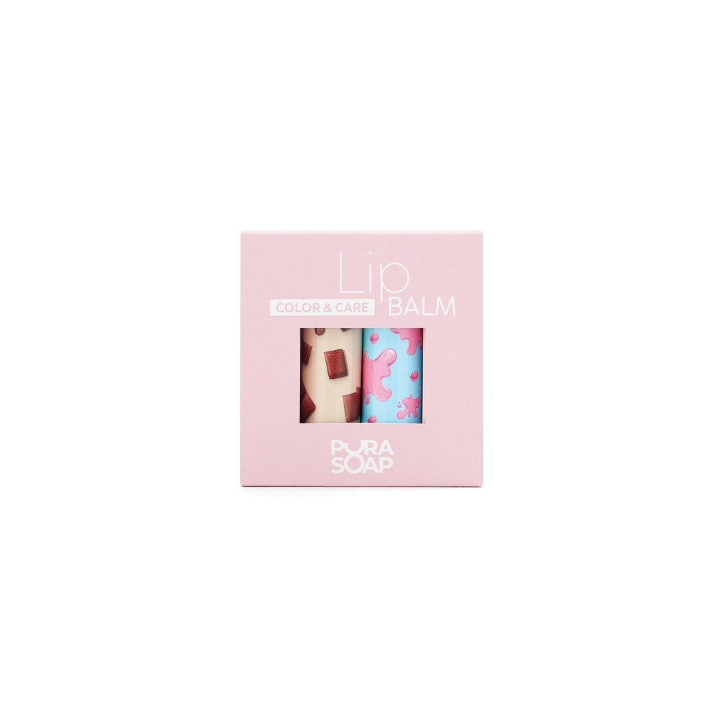 Pura Soap - DUO CAJA GLOW BALSAMO C/ COLOR X 8 GR	CHICLE ROSE- CHOCOLATE NUDE