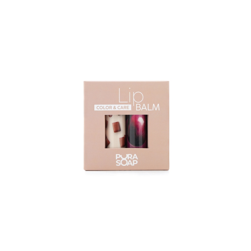 Pura Soap - DUO CAJA GLOW BALSAMO C/ COLOR X 8 GR	UVA MALBEC- CHOCOLATE NUDE