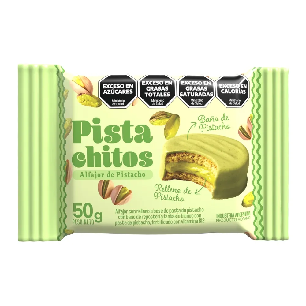 Animal Kind - Alfajor vegano Pistachitos relleno de pistacho con baño de pistacho (display por 18 unidades) 