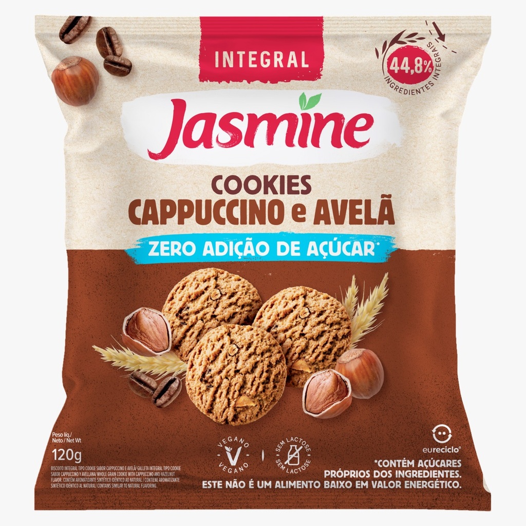  Jasmine Cookies zero azúcar capuccino y avellanas x 120 gr  