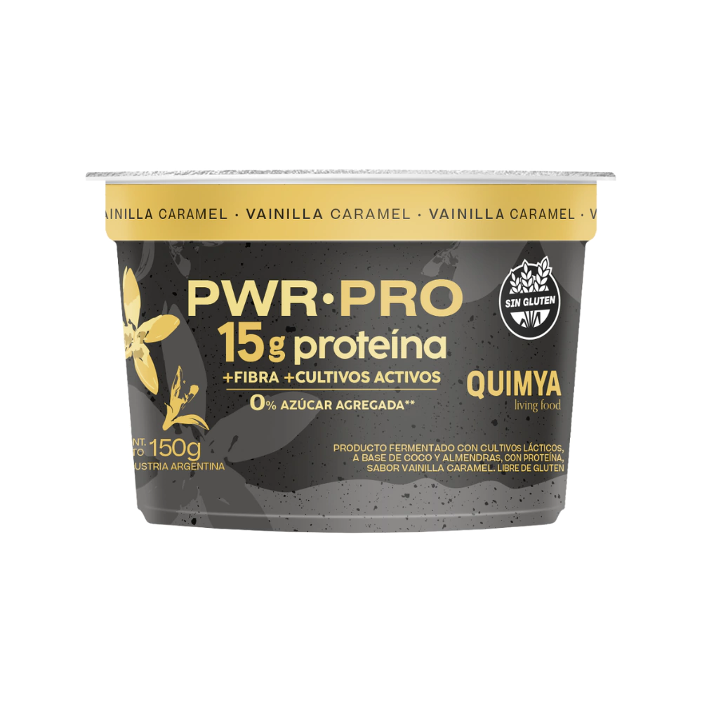 Quimya - Yogurt Vainilla Caramel PWR.PRO 15g Proteina Sin Azucar x 150g 