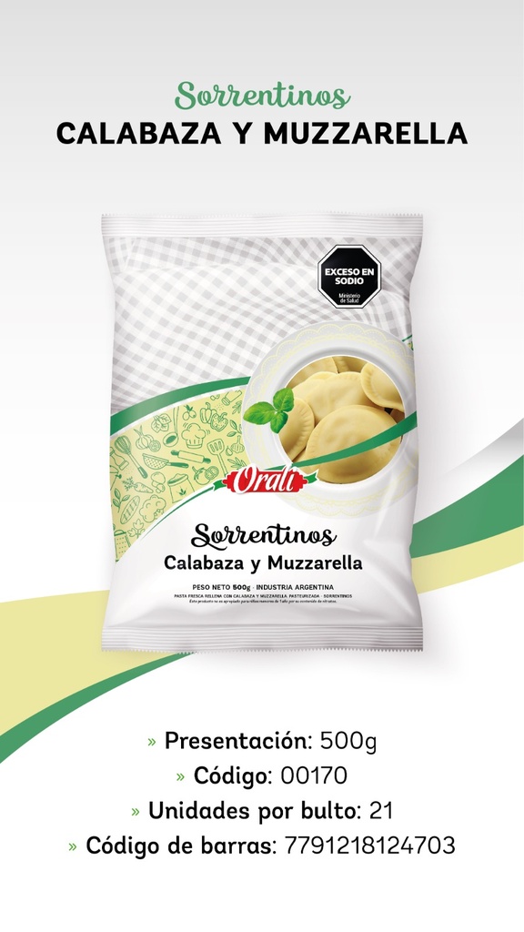 Orali - Sorrentinos Calabaza y Muzzarella (500 gr)