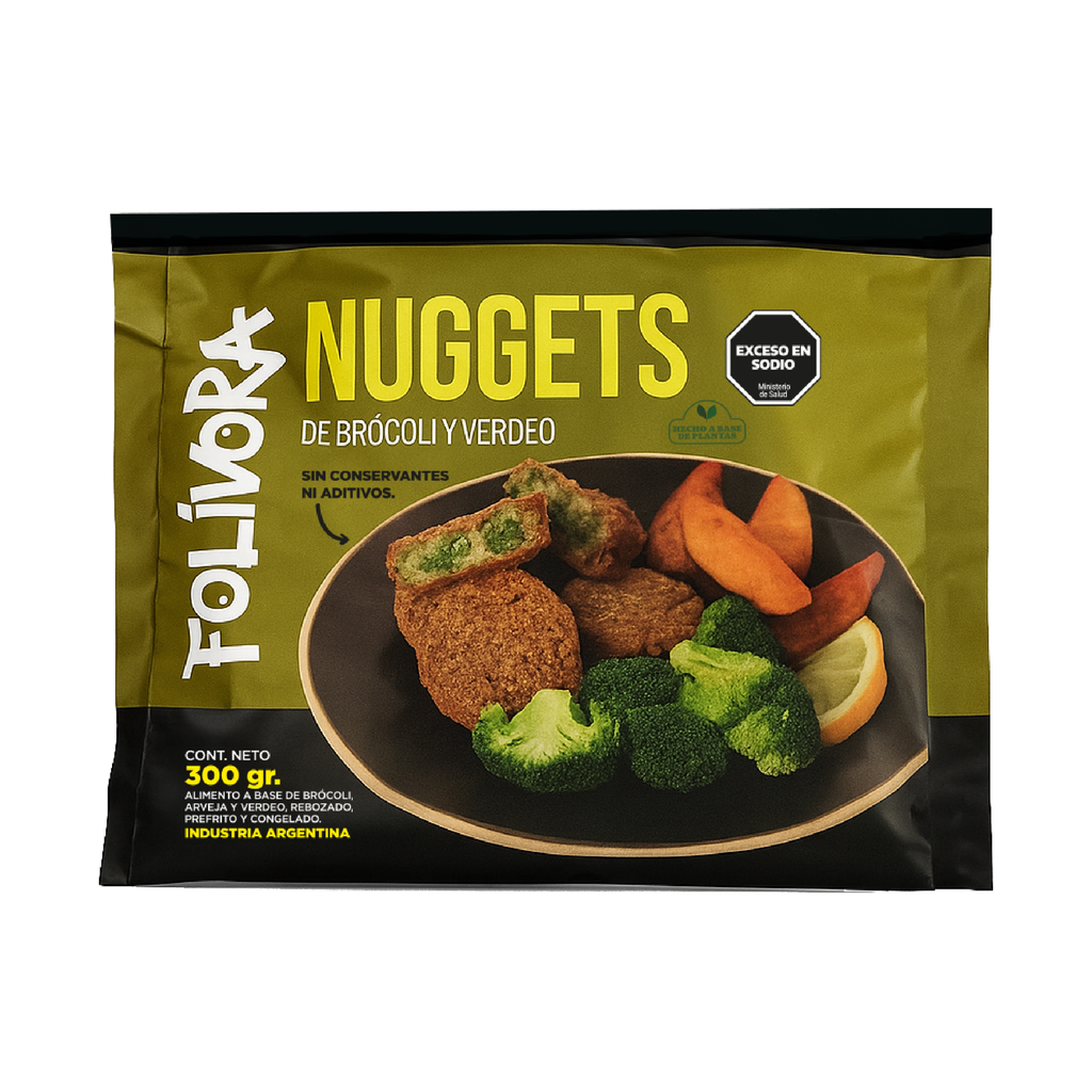 Folivora - Nuggets de Brocoli y Verdeo (300gr Pack por 8 unidades)  
