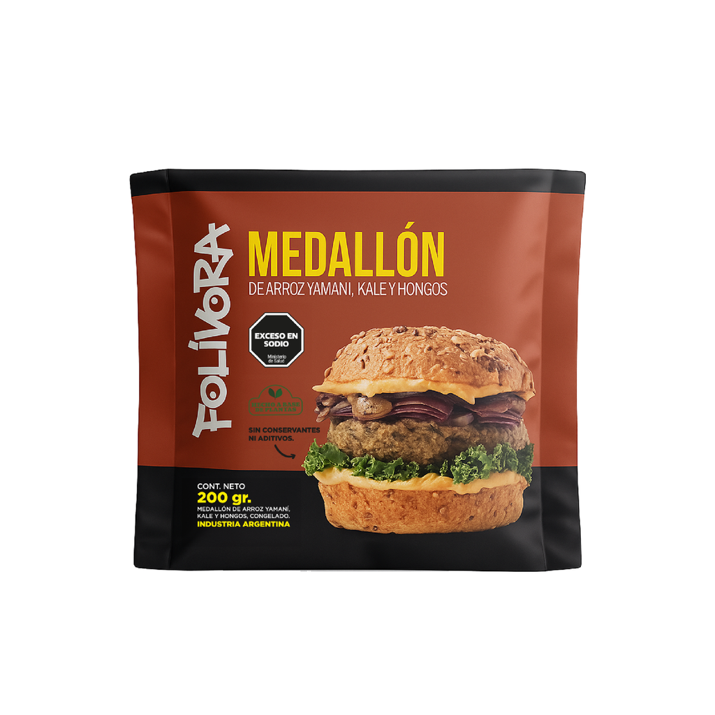 Folivora - Medallón de Arroz Yamaní, Kale y Hongos (200gr Pack por 2 unidades)