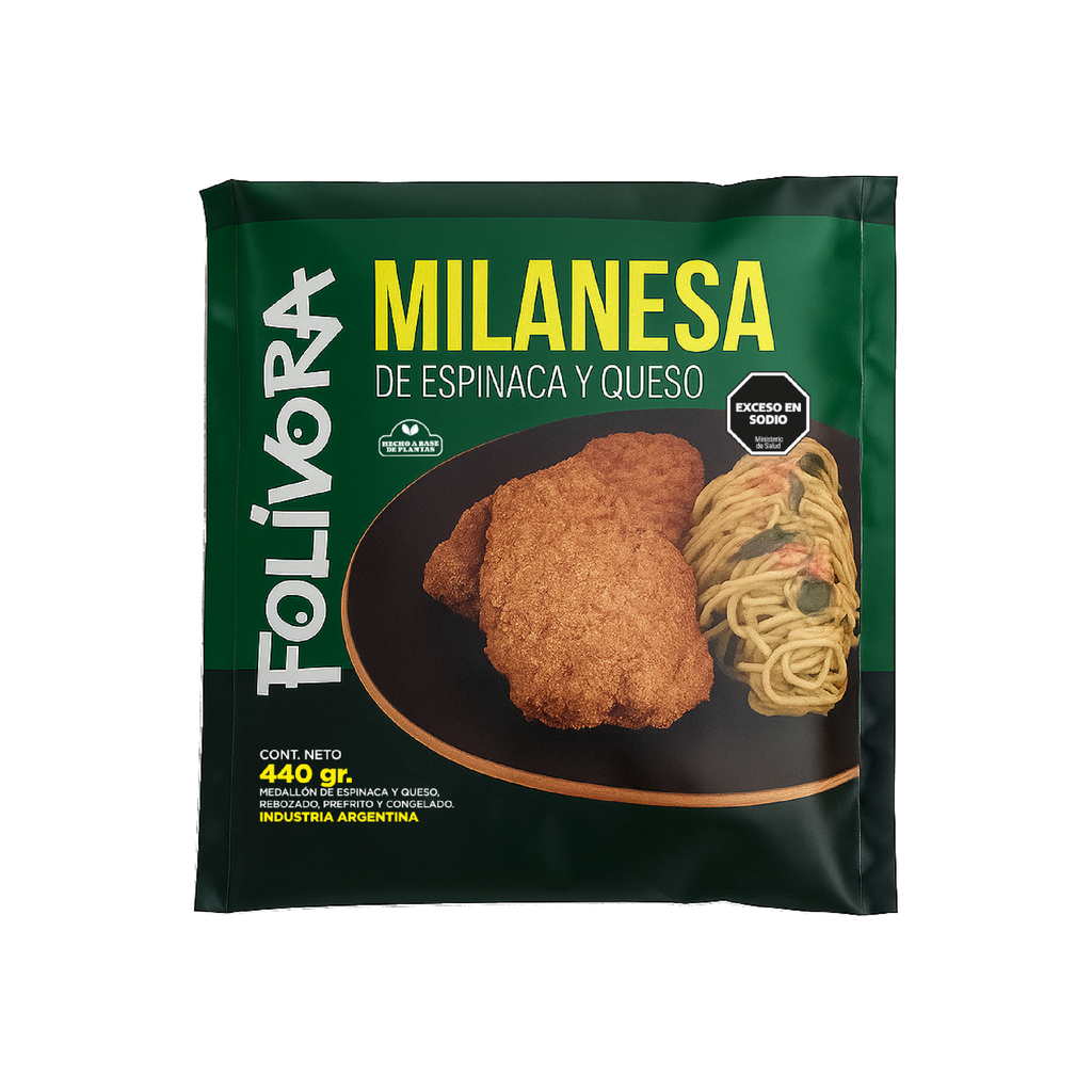 Folivora - Milanesa Espinaca y Queso (220gr Pack por 2 unidades)    