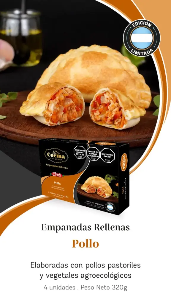 Orali - Empanadas rellenas Pollo ( 4 unidades x 320gr) Linea alta cocina