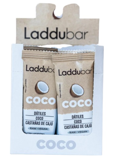 LadduBar - Barrita de coco, datiles, cajú y cacao (caja 12 unidades)