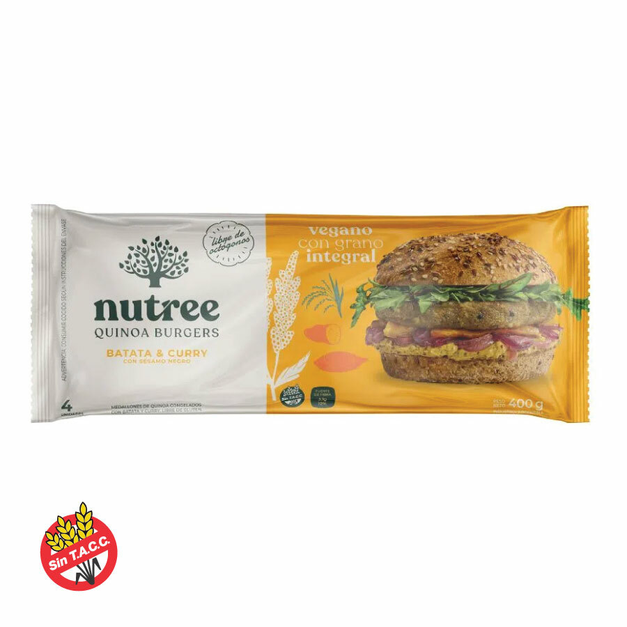 Nutree - Medallones veganos indian (batata y curry, sesamo negro) 4 unidades. 400gr