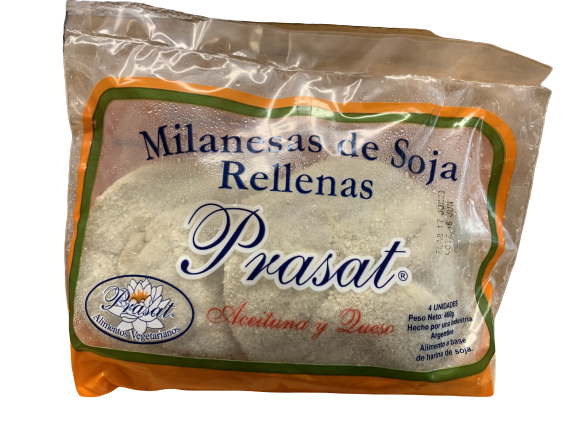 Prasat - Milanesas de soja rellenas con aceitunas, queso y aceite de oliva (4 unidades - 480gr)