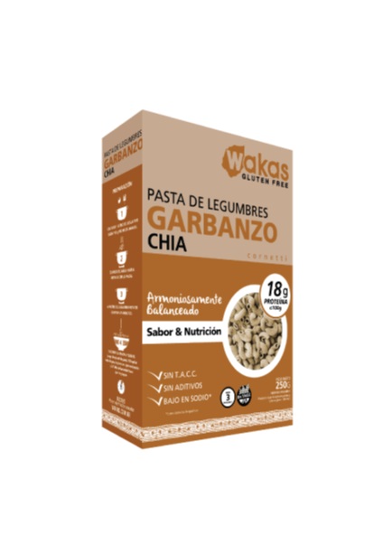 Wakas - Pasta de legumbres garbanzo y chía (250gr)