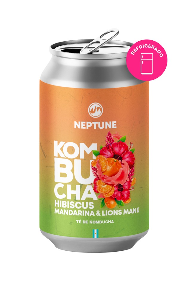 Neptune Kombucha - Hibiscus, mandarina y lion mane (Lata 354ml)