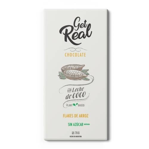 Get Real - Chocolate con leche de coco y flakes de arroz (70gr)