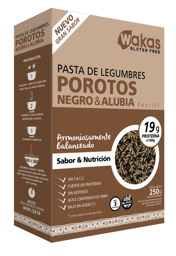 Wakas - Fusilli pastas de legumbres alubias y porotos (250gr)