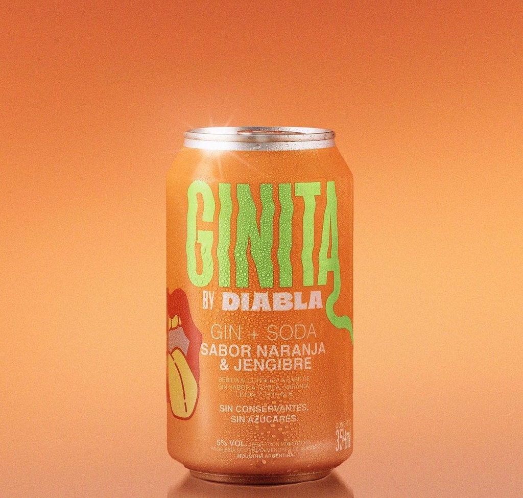 Diabla - Ginita - Gin + soda sabor naranja y jengibre (354ml)