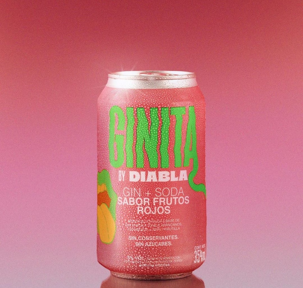 Diabla - Ginita - Gin + soda sabor frutos rojos (354ml)