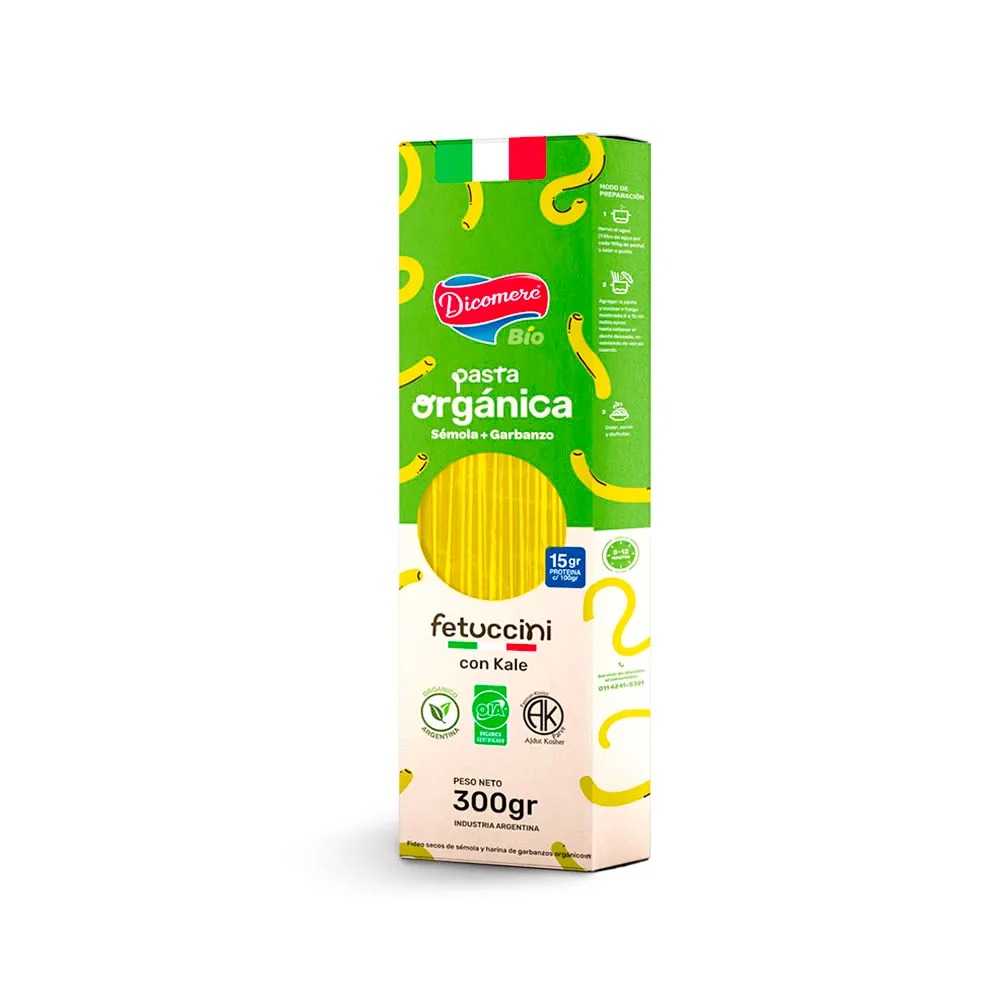 Dicomere - Fideos fetuccini Organicos con kale (300gr)