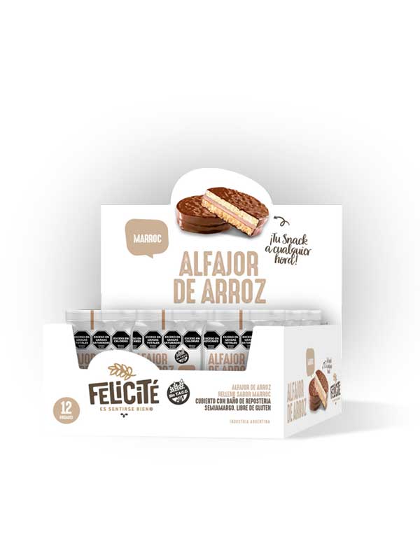 Felicité - Alfajor de arroz sabor marroc (display 12 unidades x 22gr c/u)