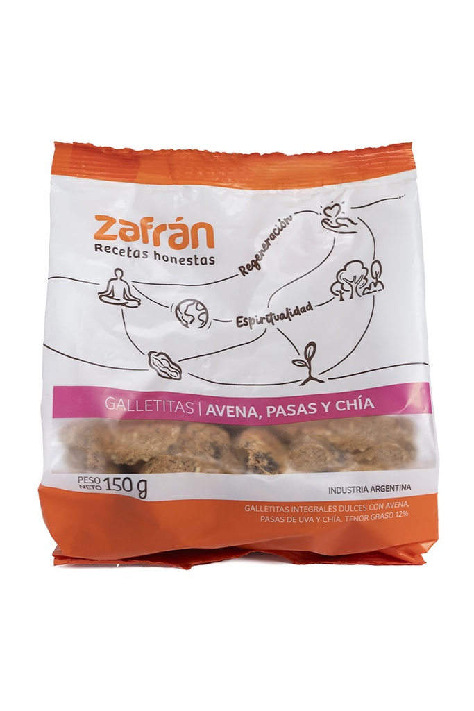 Zafran - Galletitas de avena, pasas de uva y semillas de chía (150gr)