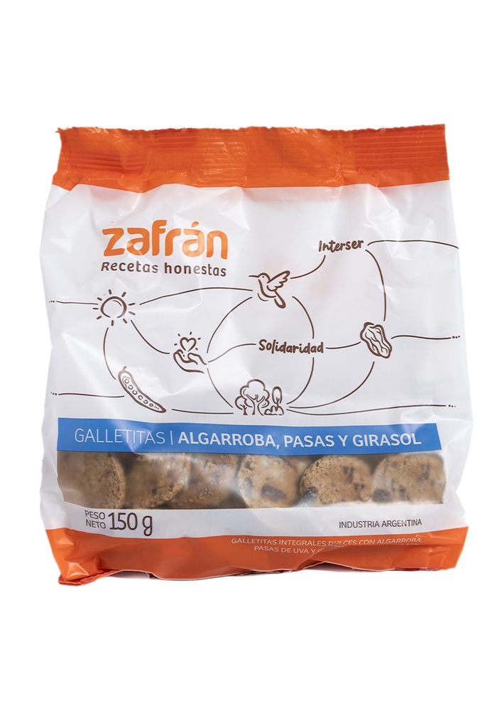 Zafran - Galletitas de harina de algarroba, pasas de uva y semillas de girasol (150gr)