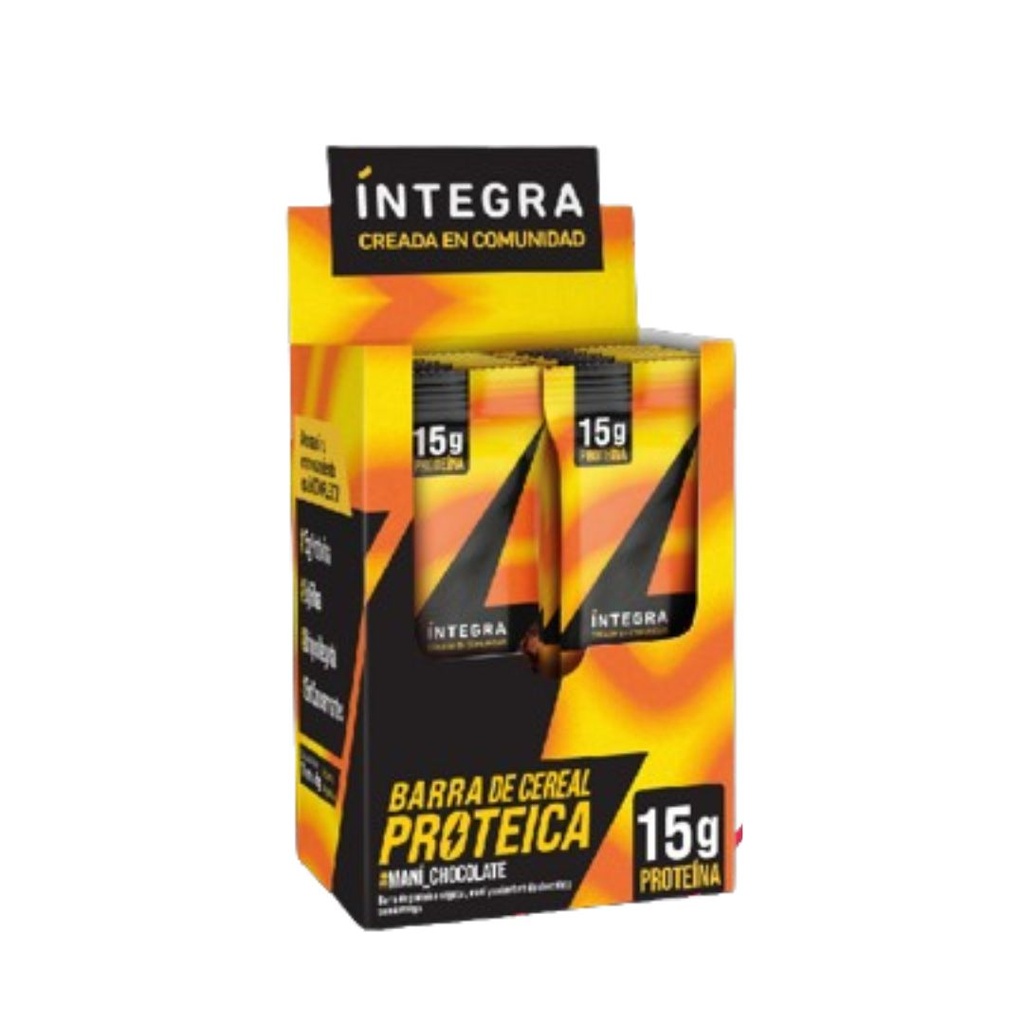 Integra - Barra de Cereal Proteica Mani y Chocolate (pack por 10 unidades - 42 gr c/u)